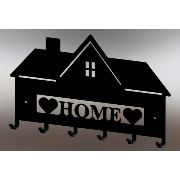 Suport chei Home casa 6 agatatoare, 25x21 cm, Negru 2