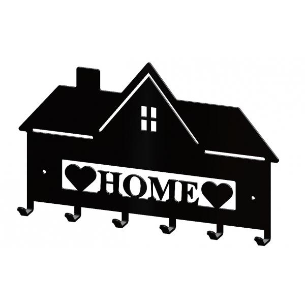 Suport chei Home casa 6 agatatoare, 25x21 cm, Negru 4