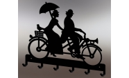 Suport chei metalic Bicicleta Tandem 6 agatatoare, 25x20 cm, Negru 2