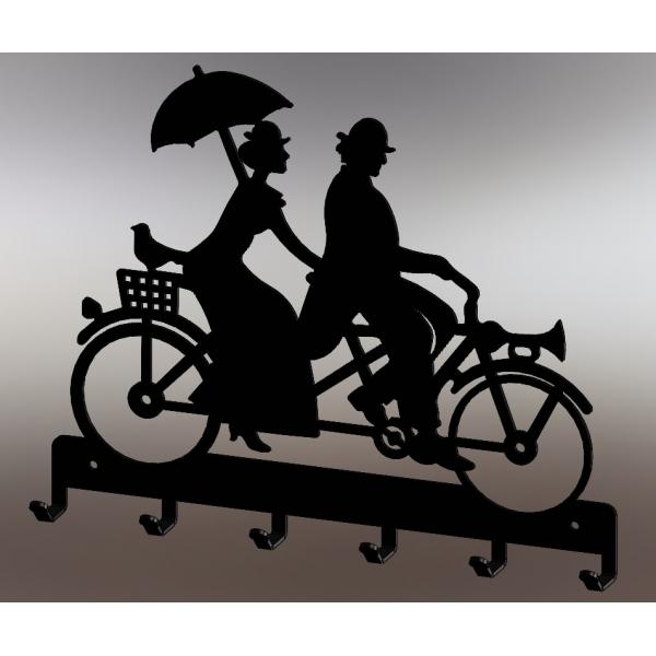 Suport chei metalic Bicicleta Tandem 6 agatatoare, 25x20 cm, Negru 2