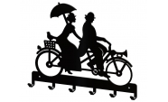 Suport chei metalic Bicicleta Tandem 6 agatatoare, 25x20 cm, Negru 3