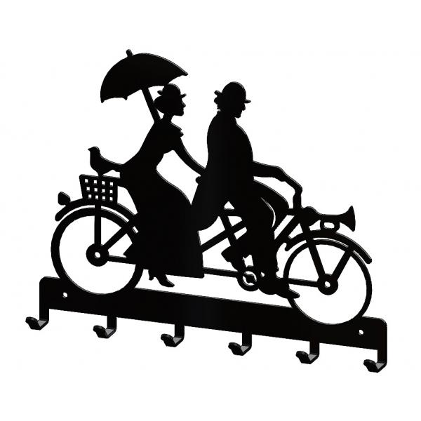 Suport chei metalic Bicicleta Tandem 6 agatatoare, 25x20 cm, Negru 3