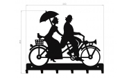 Suport chei metalic Bicicleta Tandem 6 agatatoare, 25x20 cm, Negru 4