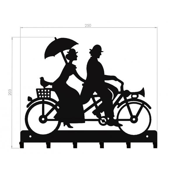 Suport chei metalic Bicicleta Tandem 6 agatatoare, 25x20 cm, Negru 4