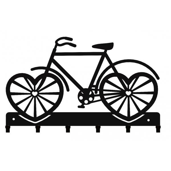 Suport chei metalic Bicicleta model 2, 6 agatatoare, 25x16 cm, Negru 1