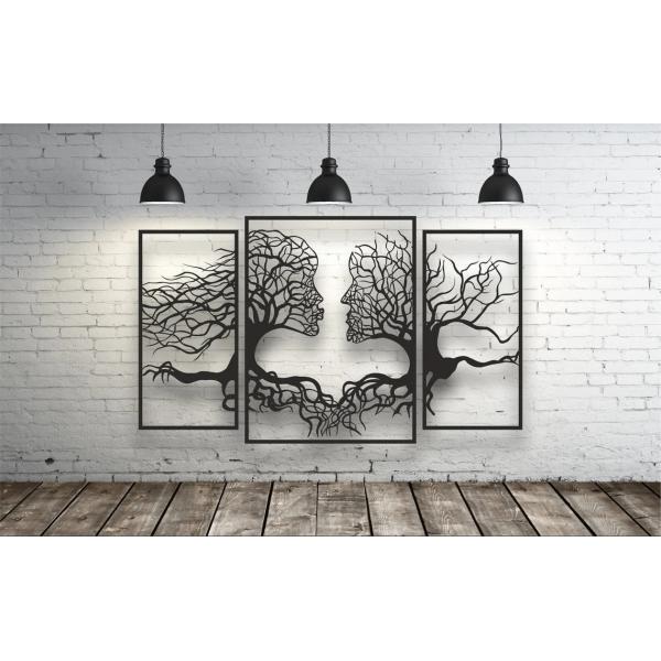 Set 3 decoratiuni perete Tree Kiss, negru, 1960 x 1200 mm, grosime 2 mm metalic 4