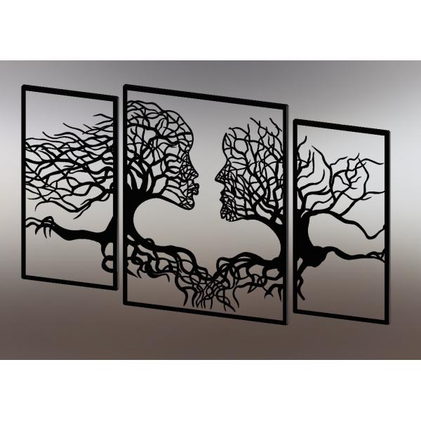 Set 3 decoratiuni perete Tree Kiss, negru, 1960 x 1200 mm, grosime 2 mm metalic 5