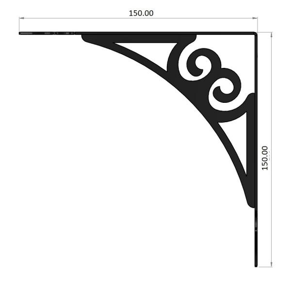 Suport raft decorativ, 15X15 cm, otel, negru 6