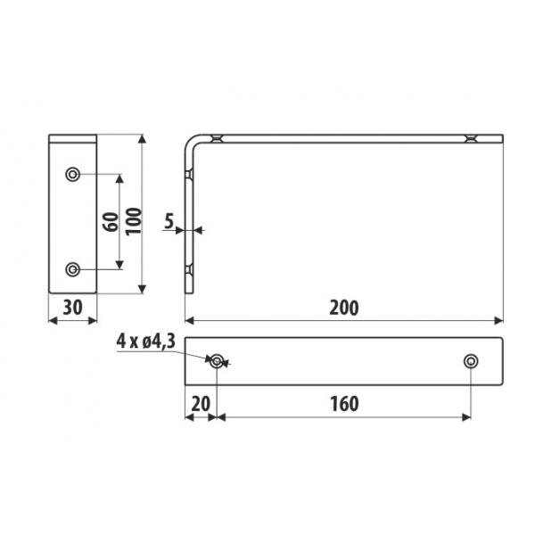 Suport raft simplu, 200x100x5mm, otel, negru 5