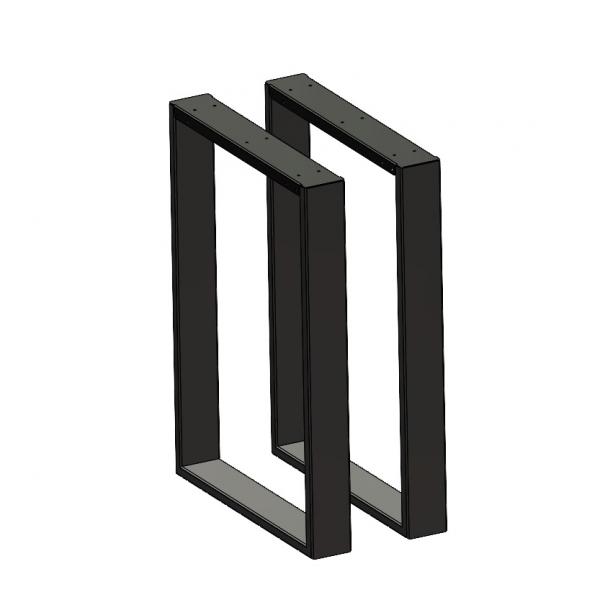 Set 2 picioare masa, Profil lat Metal 80x20 mm , Vopsire in camp electrostatic, Negru mat, 72x50x8 cm 2