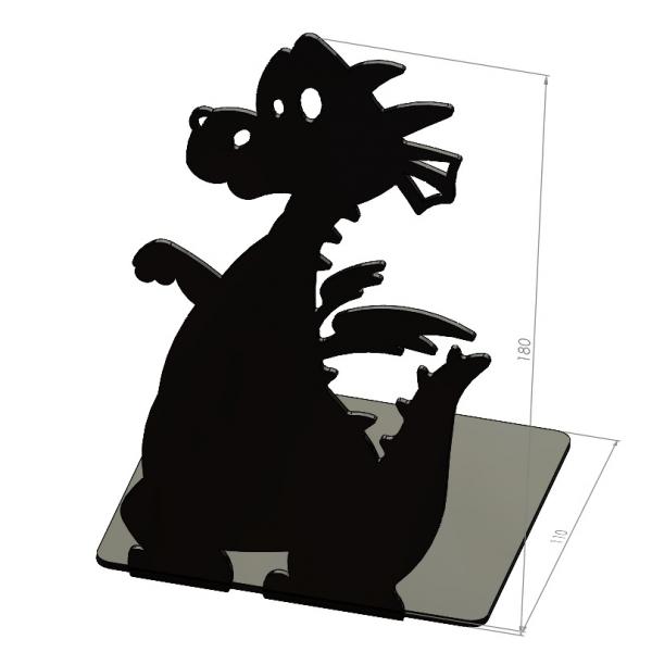 Suport de carte Dragon, Otel, 180 x 110 mm, Negru mat 2