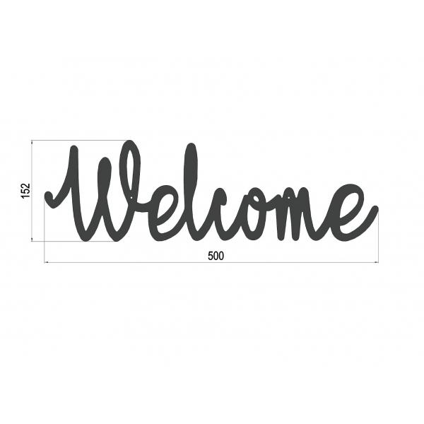 Decoratiune perete din metal Welcome, 50 cm x 15 cm 2